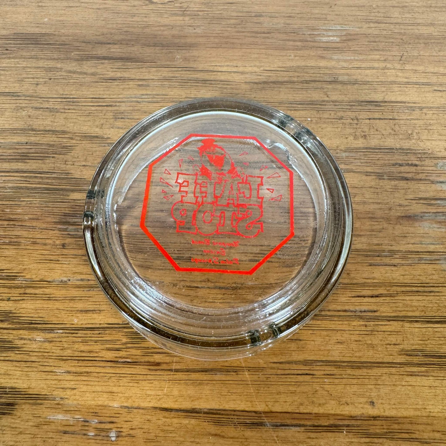 #1822【1970-80年代】ビンテージ LAFF STOP ガラス灰皿 / アッシュトレイ ダイナー アドバタイジング アメリカ