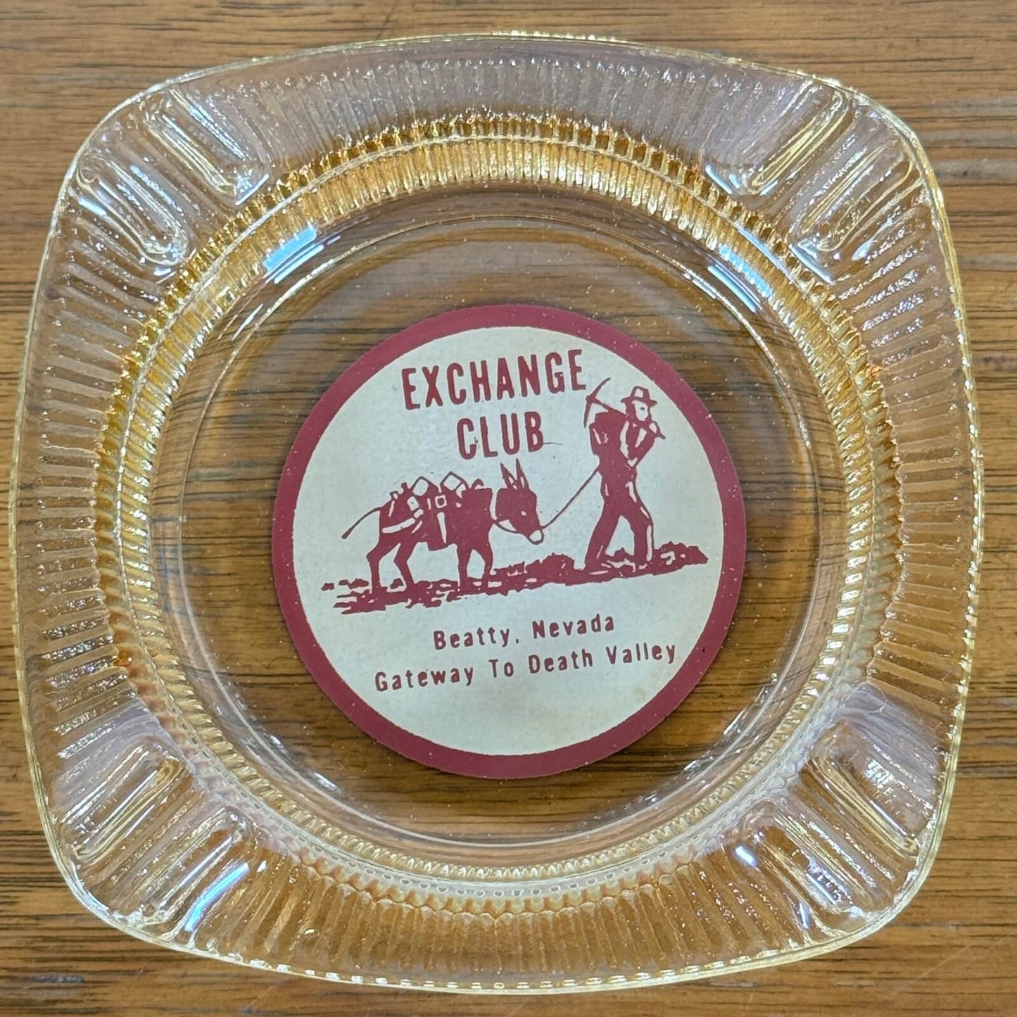【1960-70年代】ビンテージ EXCHANGE CLUB ガラス灰皿 / アッシュトレイ Beatty Nevada アメリカ #1247-17