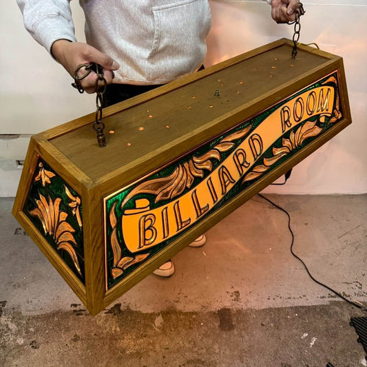 #1923【1980-90年】ビンテージ BILLIARD ROOM（ビリヤードルーム） プールランプ / 吊り下げランプ 照明 アメリカ