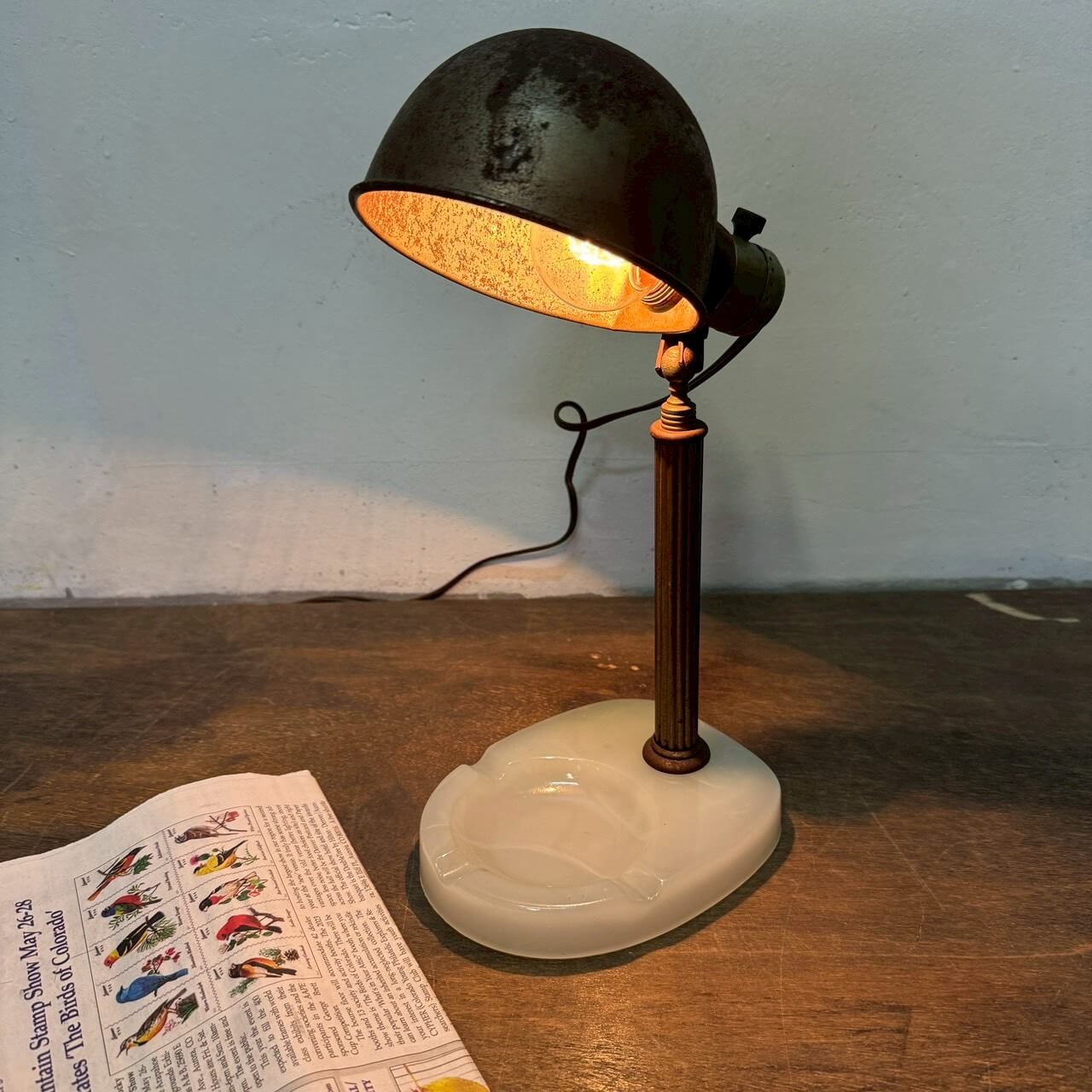 【1950-60年代】ビンテージ デスクランプ アメリカン雑貨 店舗什器 灰皿付き 卓上照明 #2375