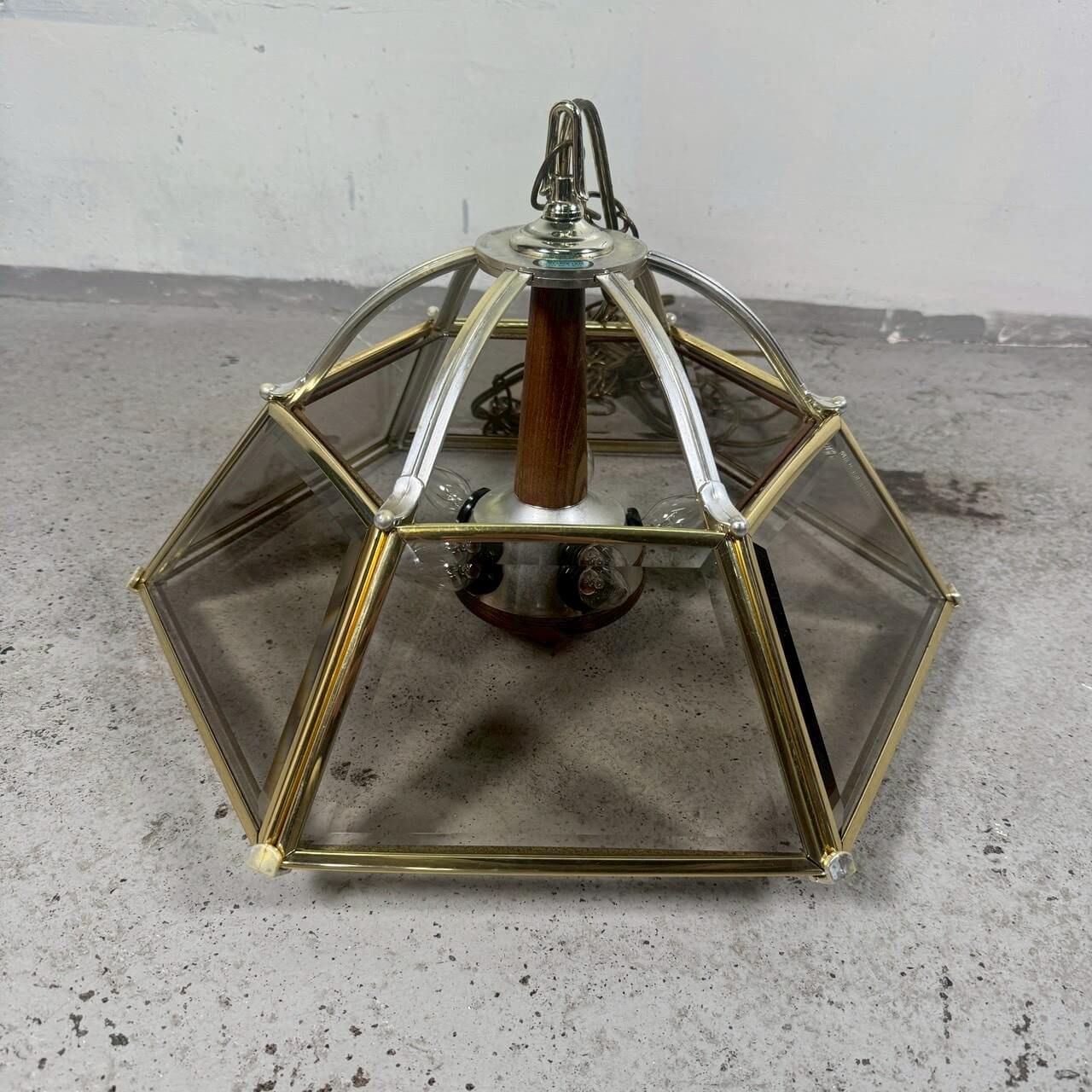 #2332 【1970-80年代】ビンテージ ガラス ペンダントランプ / ミッドセンチュリー 吊り下げ照明 天井照明 アメリカ