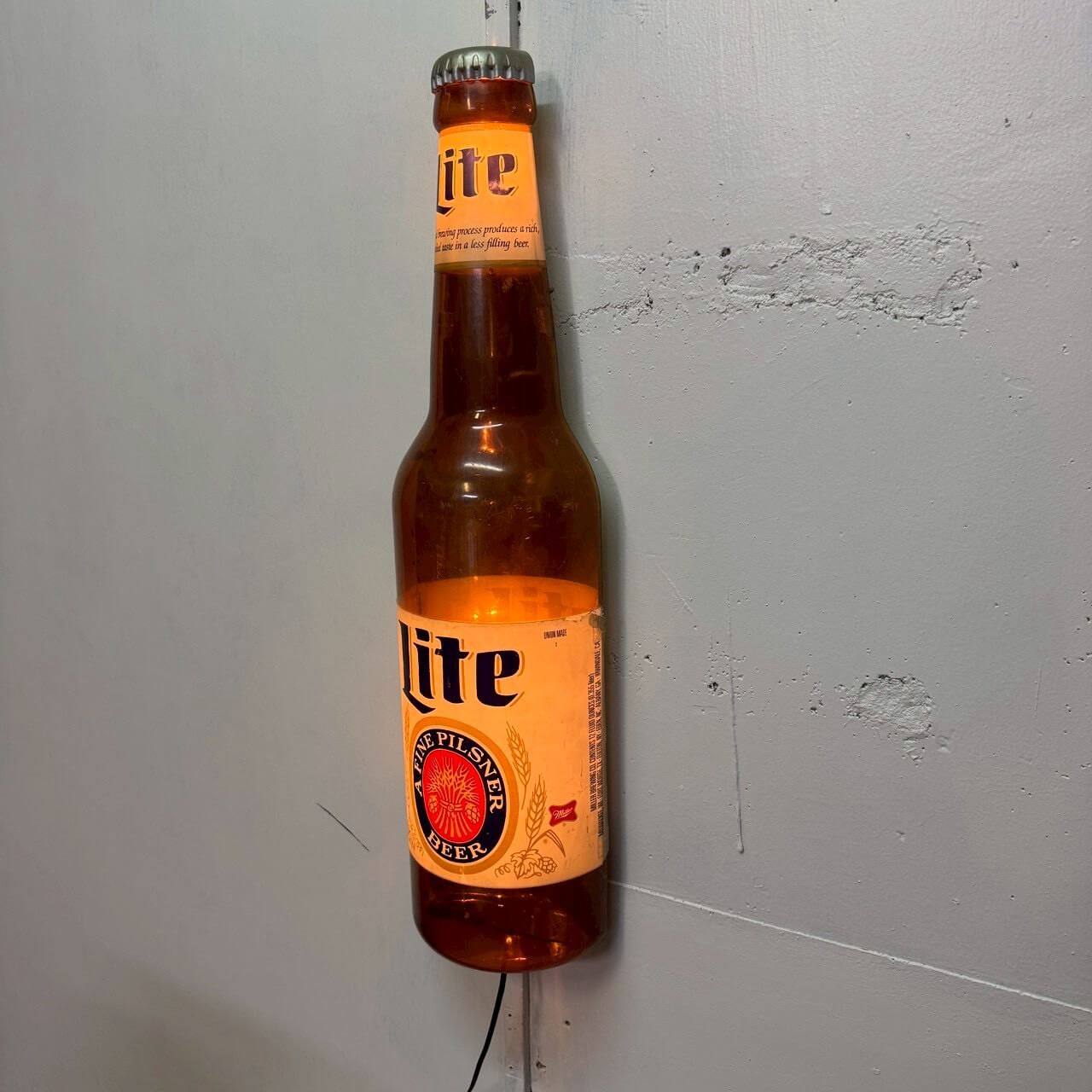 #2257【1991年製】ビンテージ Miller Lite ボトルランプ / ウォールライト アメリカ