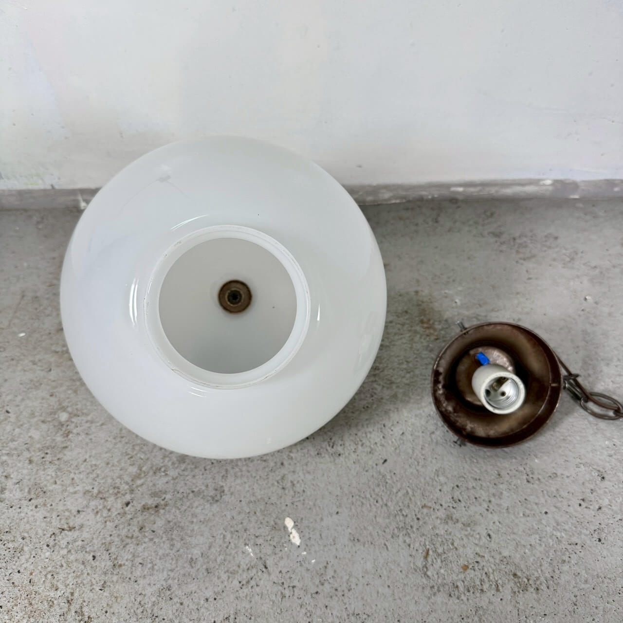 【1960-70年代】ビンテージ ミルクガラス ペンダントライト アメリカン雑貨 吊り下げ照明 #2276