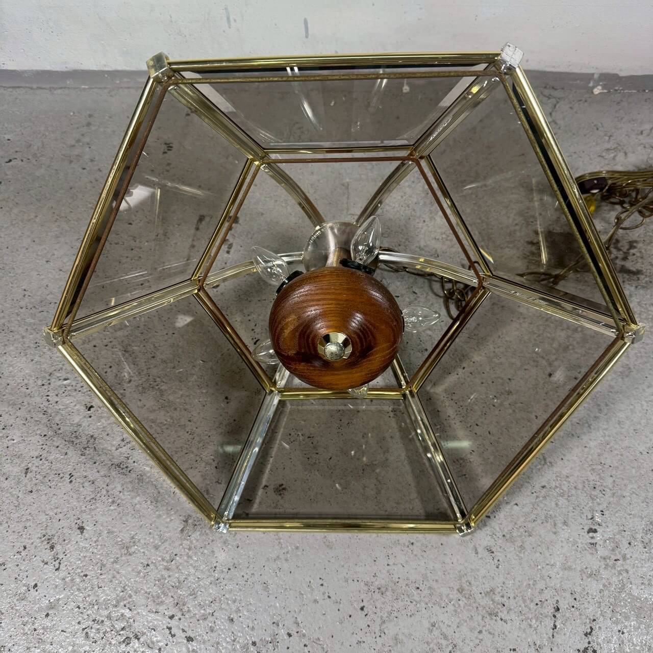 #2332 【1970-80年代】ビンテージ ガラス ペンダントランプ / ミッドセンチュリー 吊り下げ照明 天井照明 アメリカ