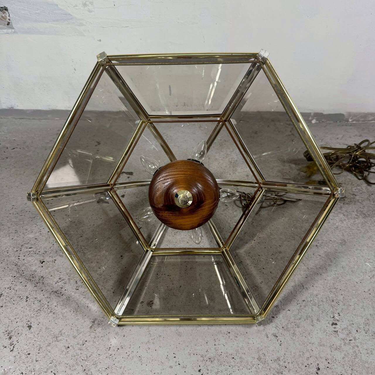 #2332 【1970-80年代】ビンテージ ガラス ペンダントランプ / ミッドセンチュリー 吊り下げ照明 天井照明 アメリカ