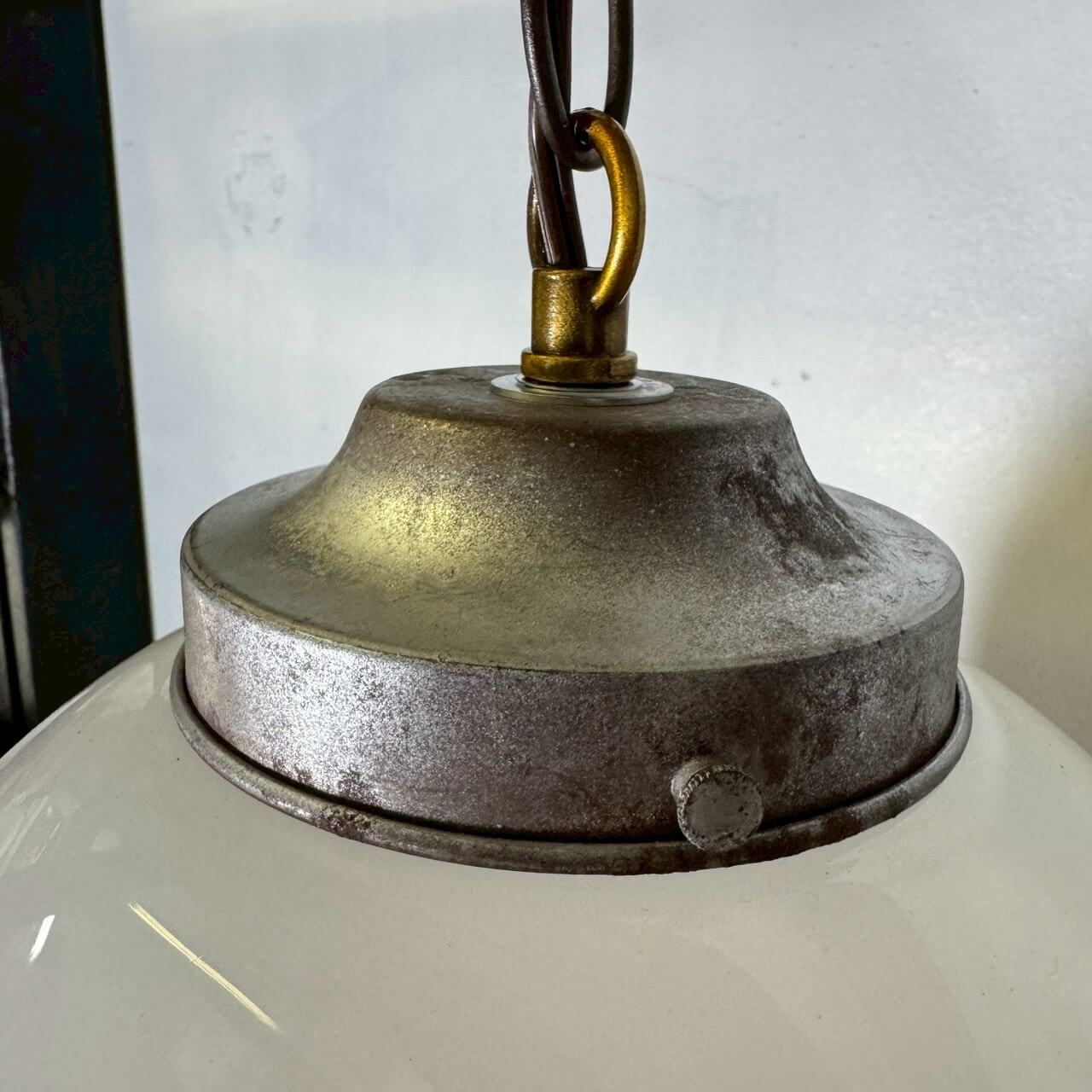 【1960-70年代】ビンテージ ミルクガラス ペンダントライト アメリカン雑貨 吊り下げ照明 #2276