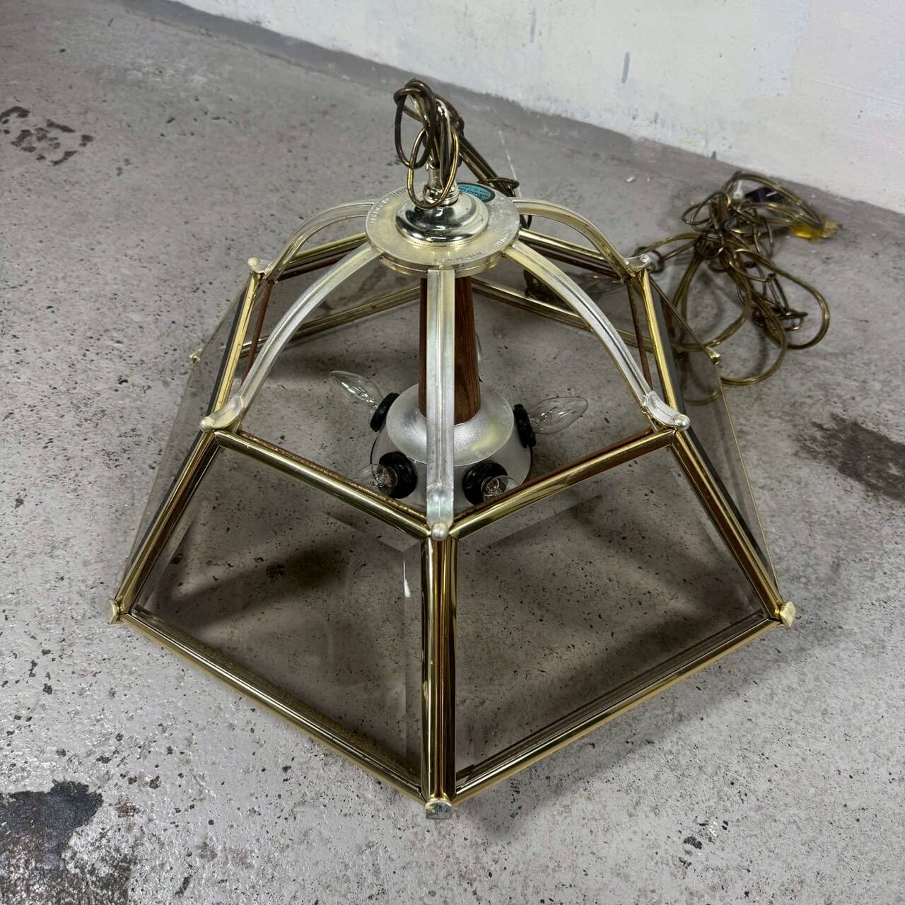 #2332 【1970-80年代】ビンテージ ガラス ペンダントランプ / ミッドセンチュリー 吊り下げ照明 天井照明 アメリカ