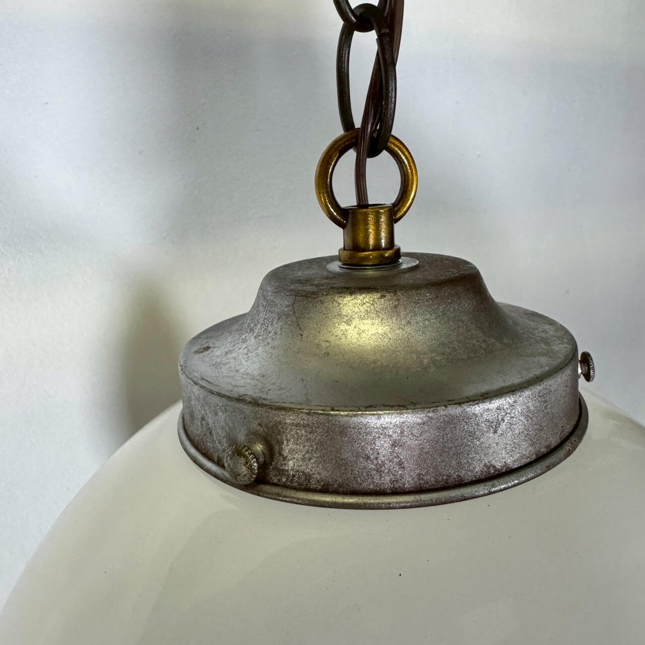 【1960-70年代】ビンテージ ミルクガラス ペンダントライト アメリカン雑貨 吊り下げ照明 #2276