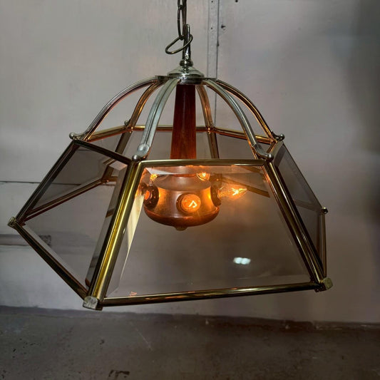 #2332 【1970-80年代】ビンテージ ガラス ペンダントランプ / ミッドセンチュリー 吊り下げ照明 天井照明 アメリカ