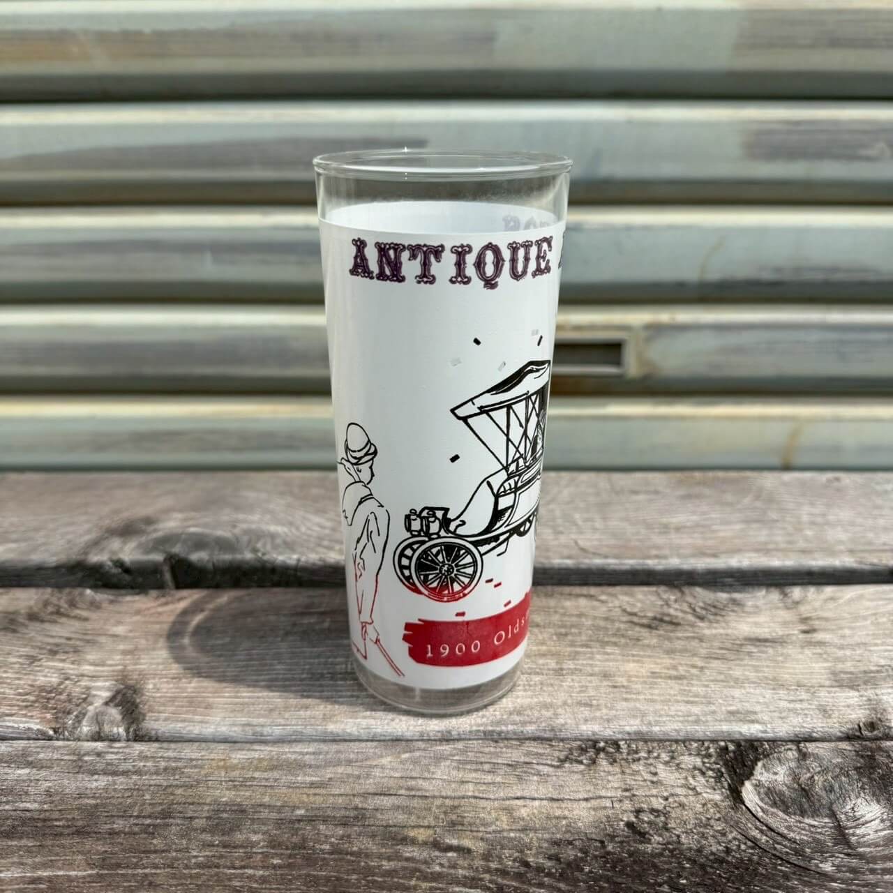 【ビンテージ】グラスセット アメリカン雑貨 店舗什器 タンブラー8個 ホルダー付き 車柄 #1985