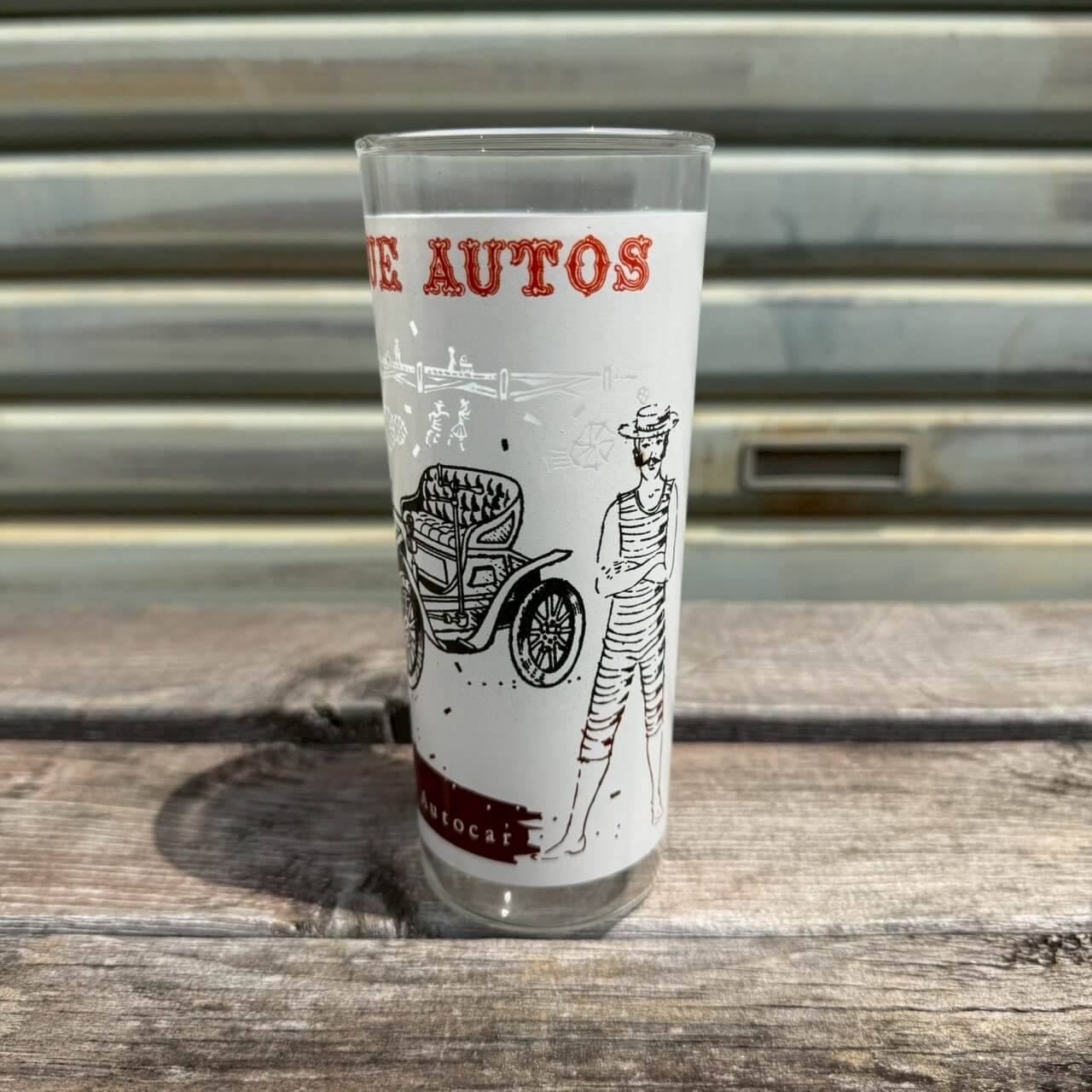 【ビンテージ】グラスセット アメリカン雑貨 店舗什器 タンブラー8個 ホルダー付き 車柄 #1985