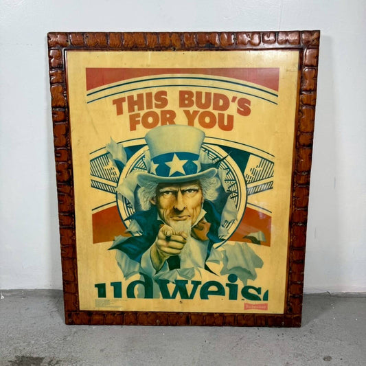 #2428【1980年代】ビンテージ Budweiser “THIS BUD’S FOR YOU” ポスター / ウォールデコ アメリカ