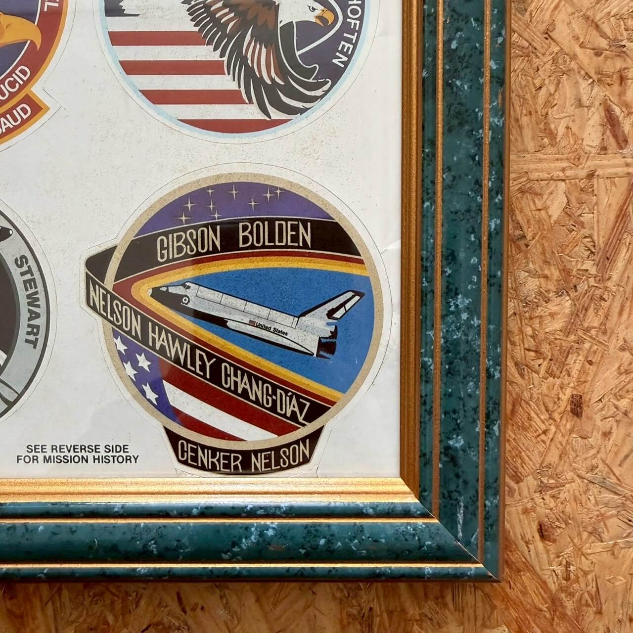 #2264【1980年代】ビンテージ NASA ミッションパッチ ステッカー アートフレーム インテリア ディスプレイ
