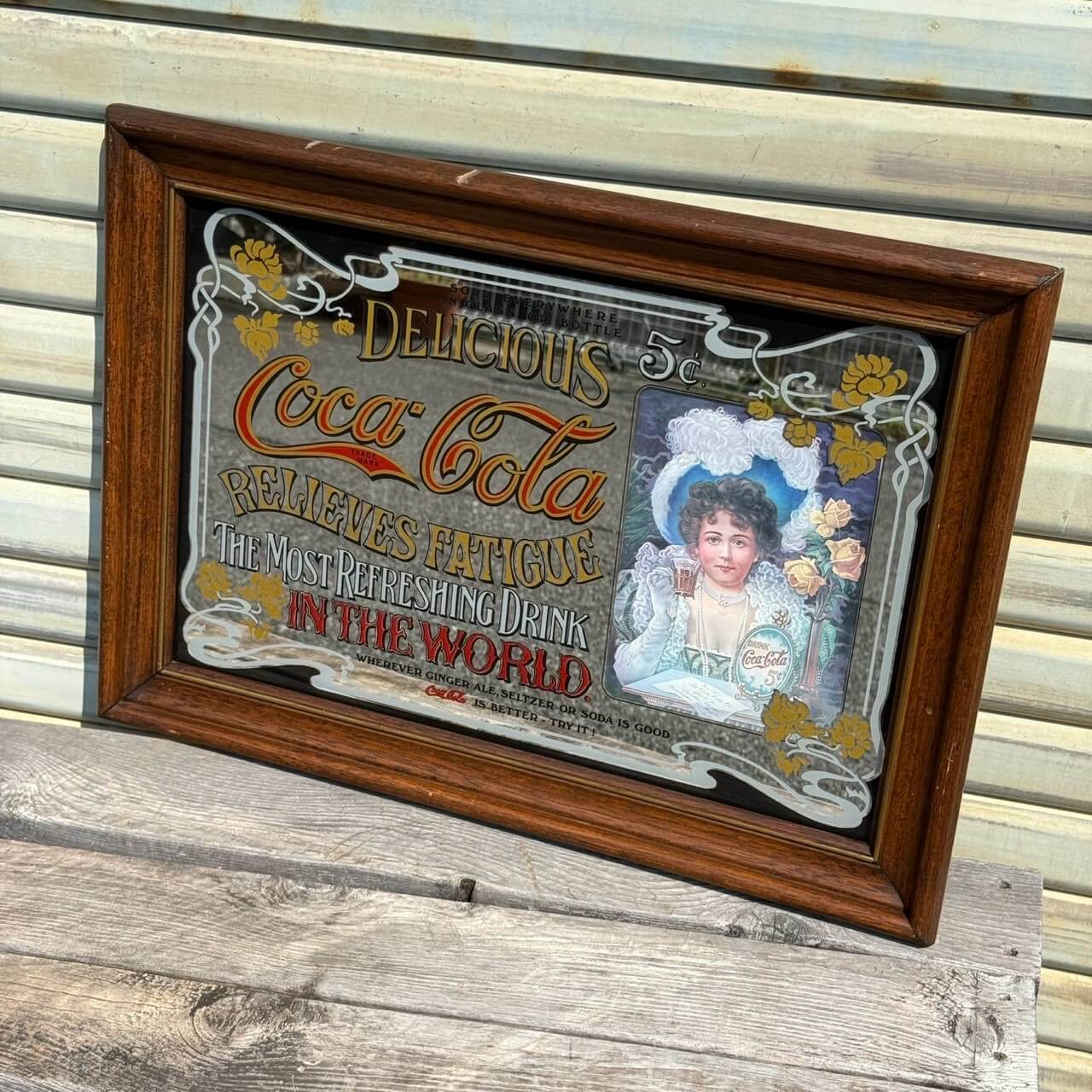 【1980年代】ビンテージ 看板 アメリカン雑貨 店舗什器 コカコーラ パブミラー 壁掛け #2843