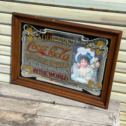 【1980年代】ビンテージ 看板 アメリカン雑貨 店舗什器 コカコーラ パブミラー 壁掛け #2843