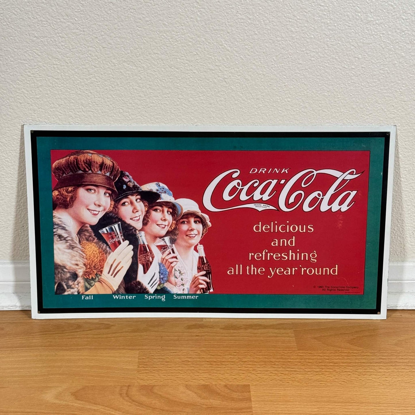 #1408【1993年】ビンテージ Coca-cola（コカコーラ） ブリキ看板 / ウォールデコ アメリカ
