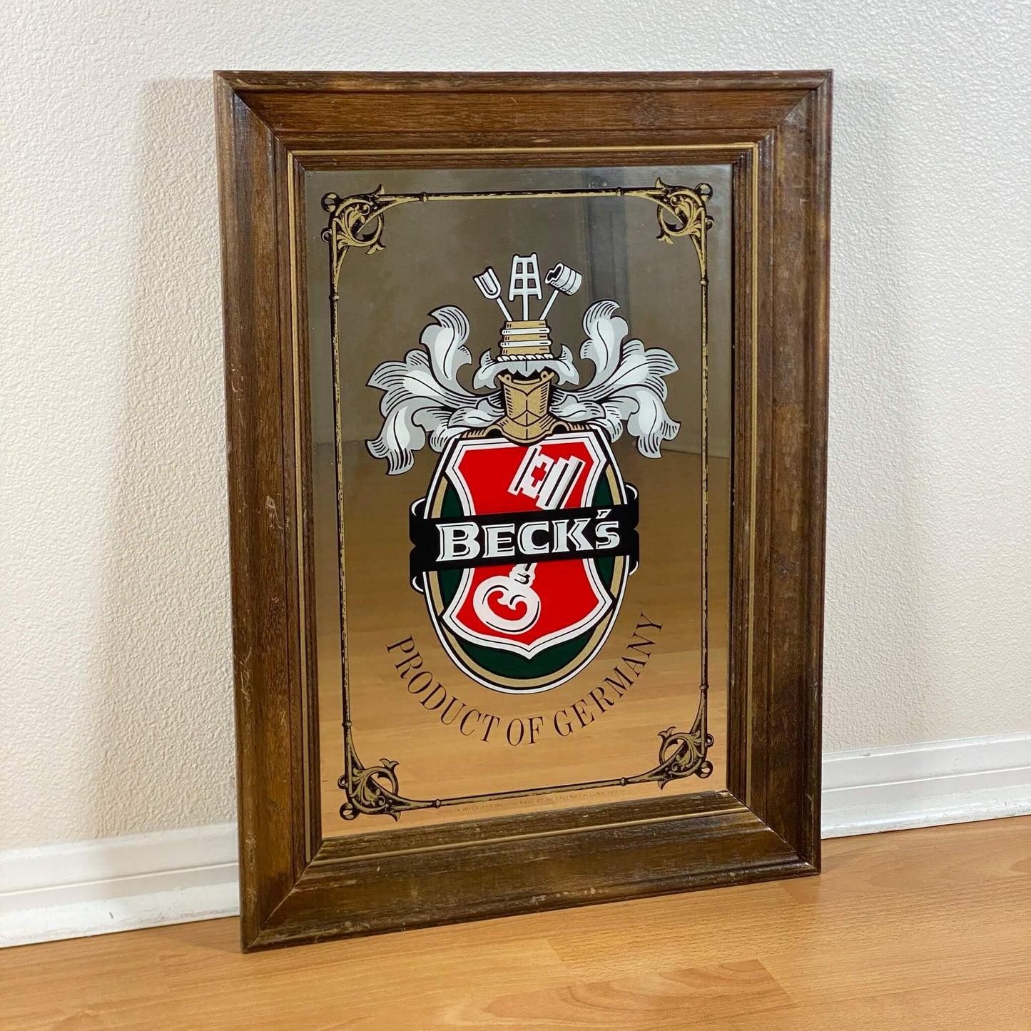 #1112 【1980年代】ビンテージ  Beck's（ベックス） パブミラー / ウォールデコ インテリア アメリカ