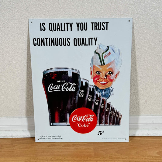#1407【1995年】ビンテージ Coca-cola（コカコーラ） ブリキ看板 / ウォールデコ アメリカ