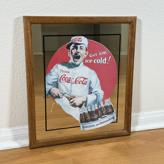 #1377 【1989年】ビンテージ Coca-Cola（コカコーラ）パブミラー / ウォールデコ インテリア アメリカ
