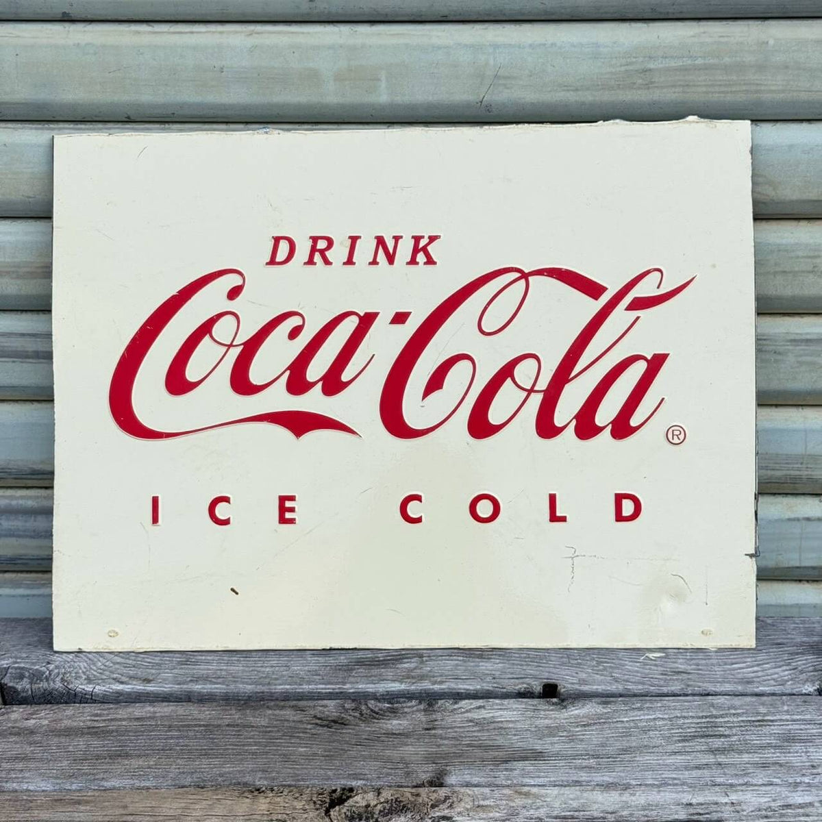 【ビンテージ】看板 アメリカン雑貨 店舗什器 COCA-COLA コカコーラ ICE COLD エンボスサイン #2685-2
