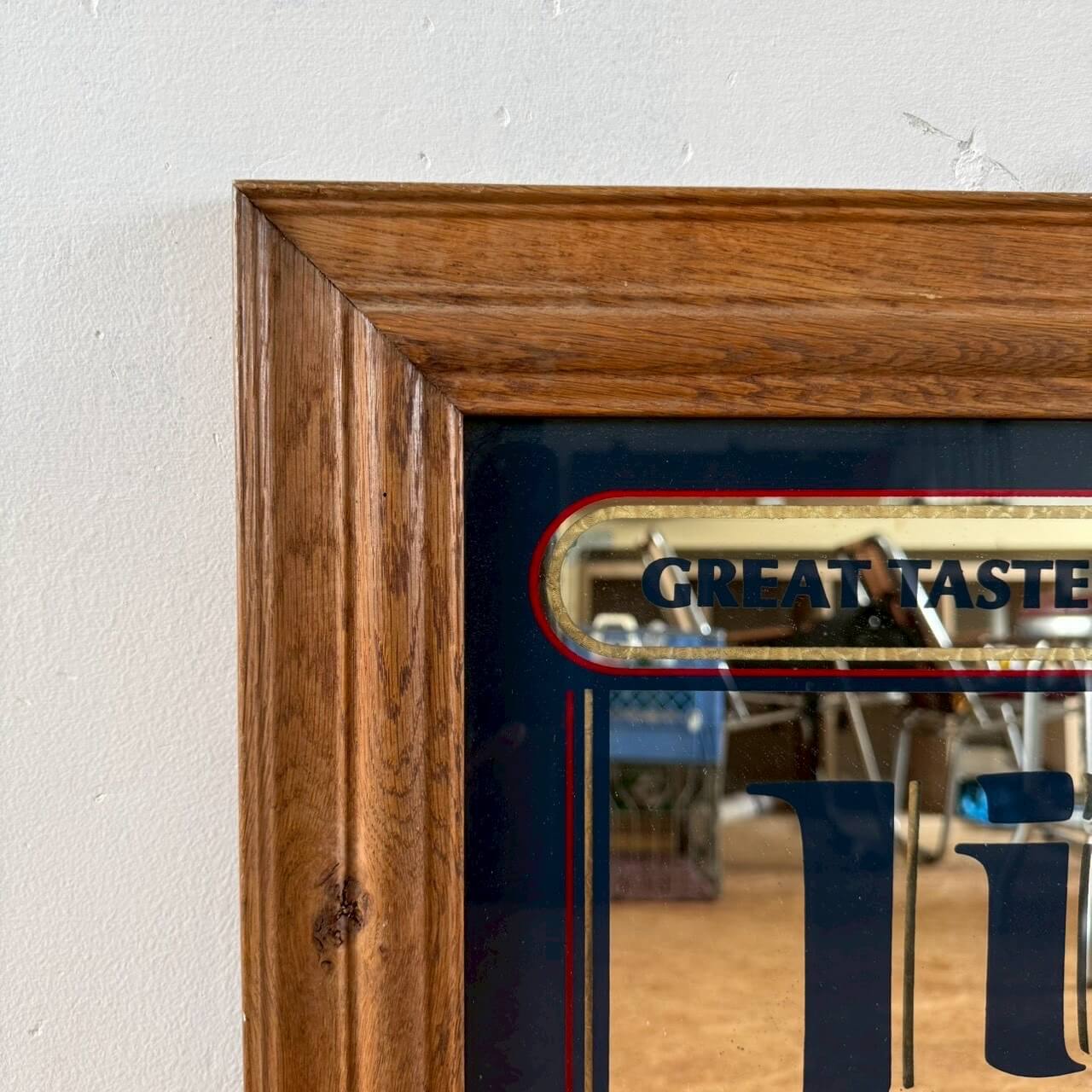 【1980-90年代】ビンテージ Miller Lite パブミラー アメリカン雑貨 壁掛け 鏡 #2487