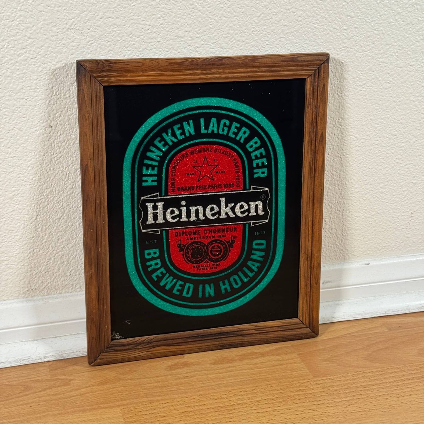 #1956【1980年代】ビンテージ Heineken（ハイネケン） パブミラー / ウォールデコ アメリカ