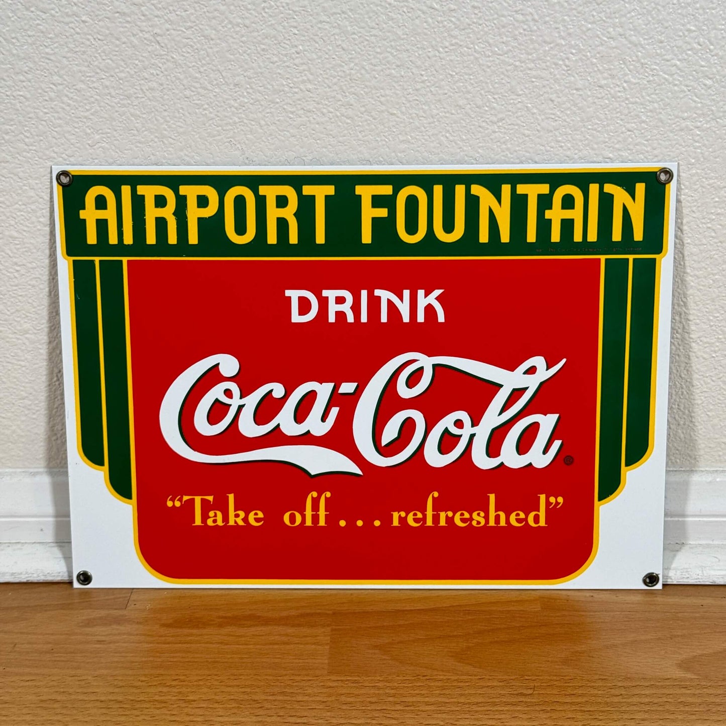 #1410【1991年】 ビンテージ Coca-Cola（コカコーラ） ホーロー製看板 / ウォールデコ アメリカ