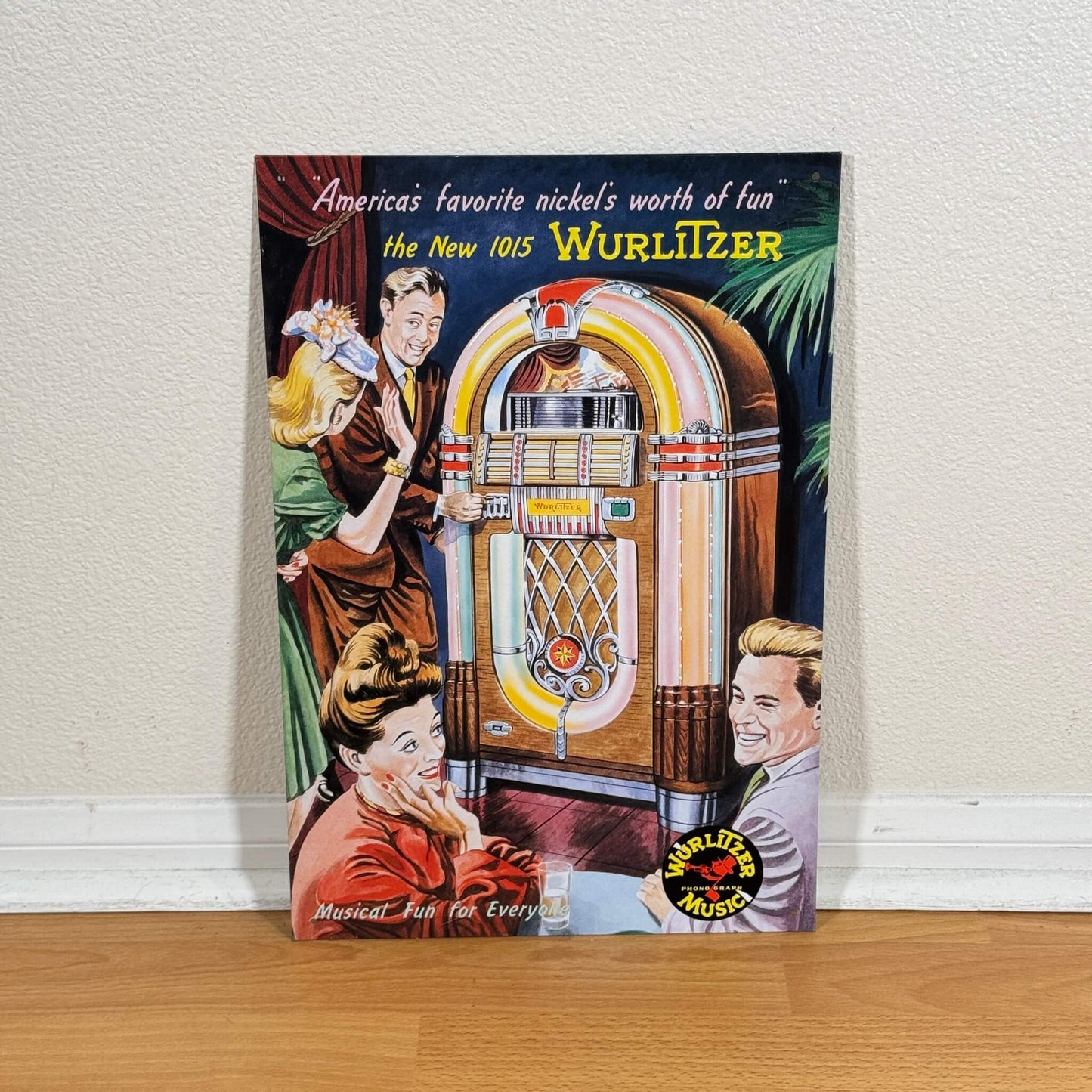 #1405 【1993年製】ビンテージ WURLITZER 1015 ジュークボックス ブリキ看板 / ウォールデコ アメリカ