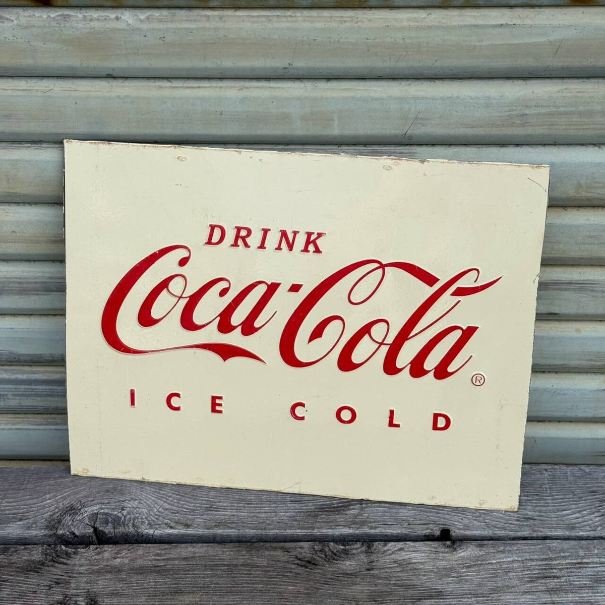 【ビンテージ】看板 アメリカン雑貨 店舗什器 COCA-COLA コカコーラ ICE COLD エンボスサイン #2685-1