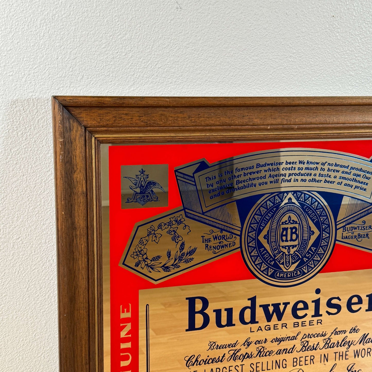#1354 【1980年代】ビンテージ Budweiser（バドワイザー） パブミラー / パブミラー インテリア アメリカ