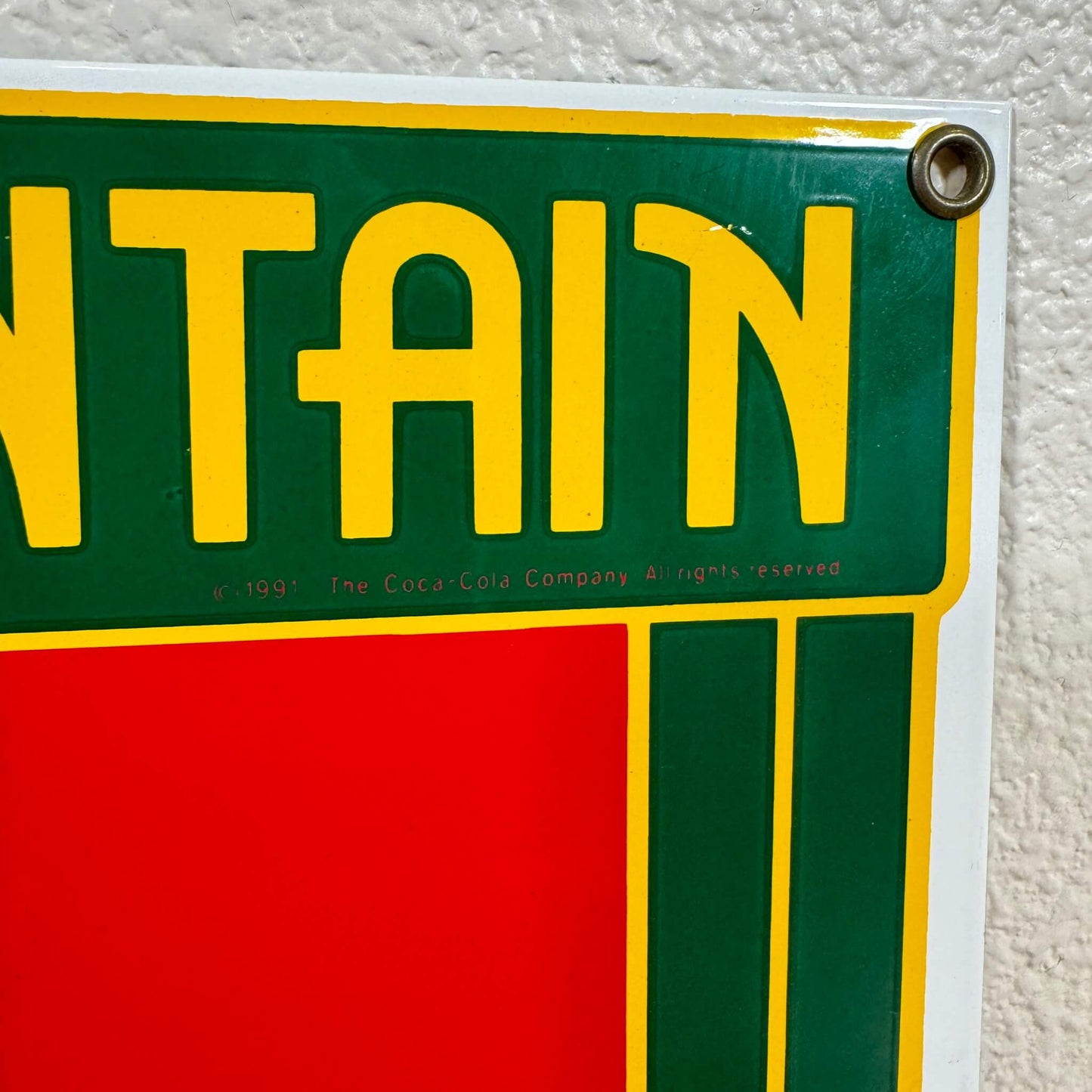 #1410【1991年】 ビンテージ Coca-Cola（コカコーラ） ホーロー製看板 / ウォールデコ アメリカ