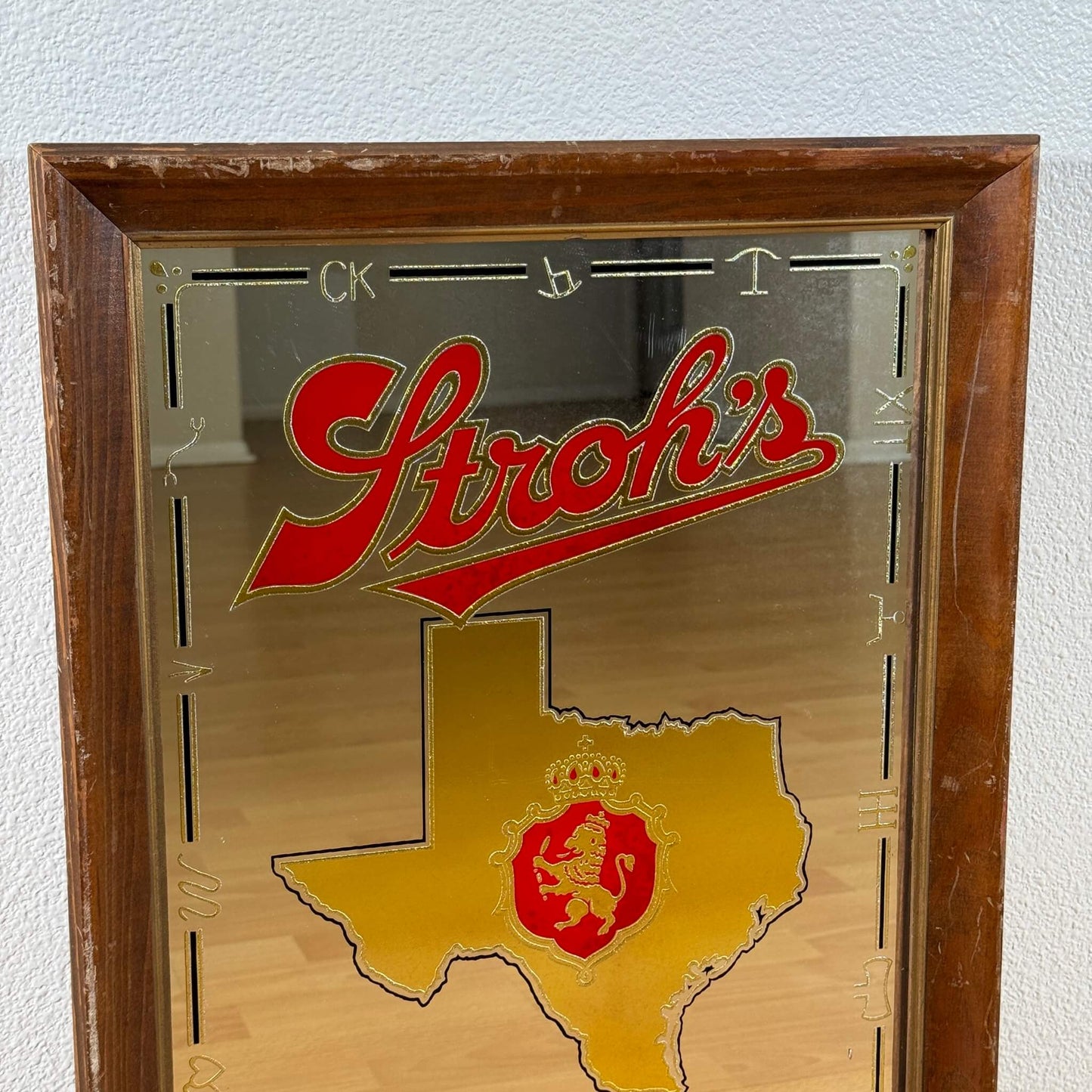 #1360 【1980年代】ビンテージ Stroh's（ストロー） パブミラー / ウォールデコ インテリア アメリカ