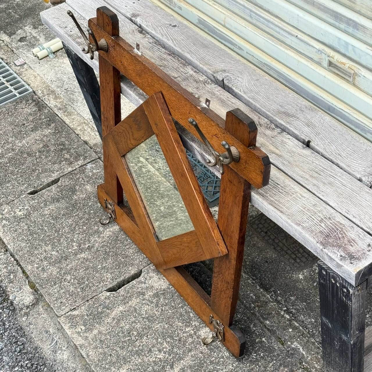 【1950-60年代】ビンテージ ハンガー コートラック アメリカン雑貨 店舗什器 ミラー付き #2833