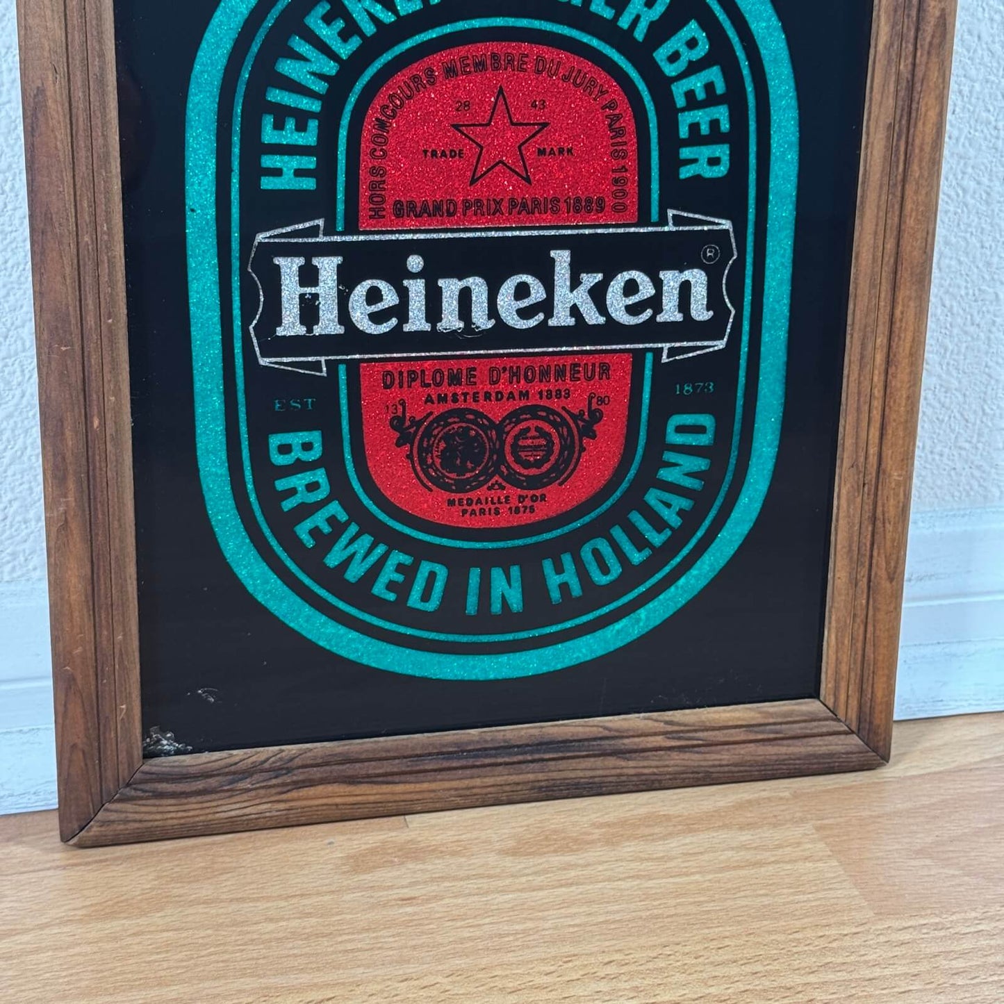 #1956【1980年代】ビンテージ Heineken（ハイネケン） パブミラー / ウォールデコ アメリカ