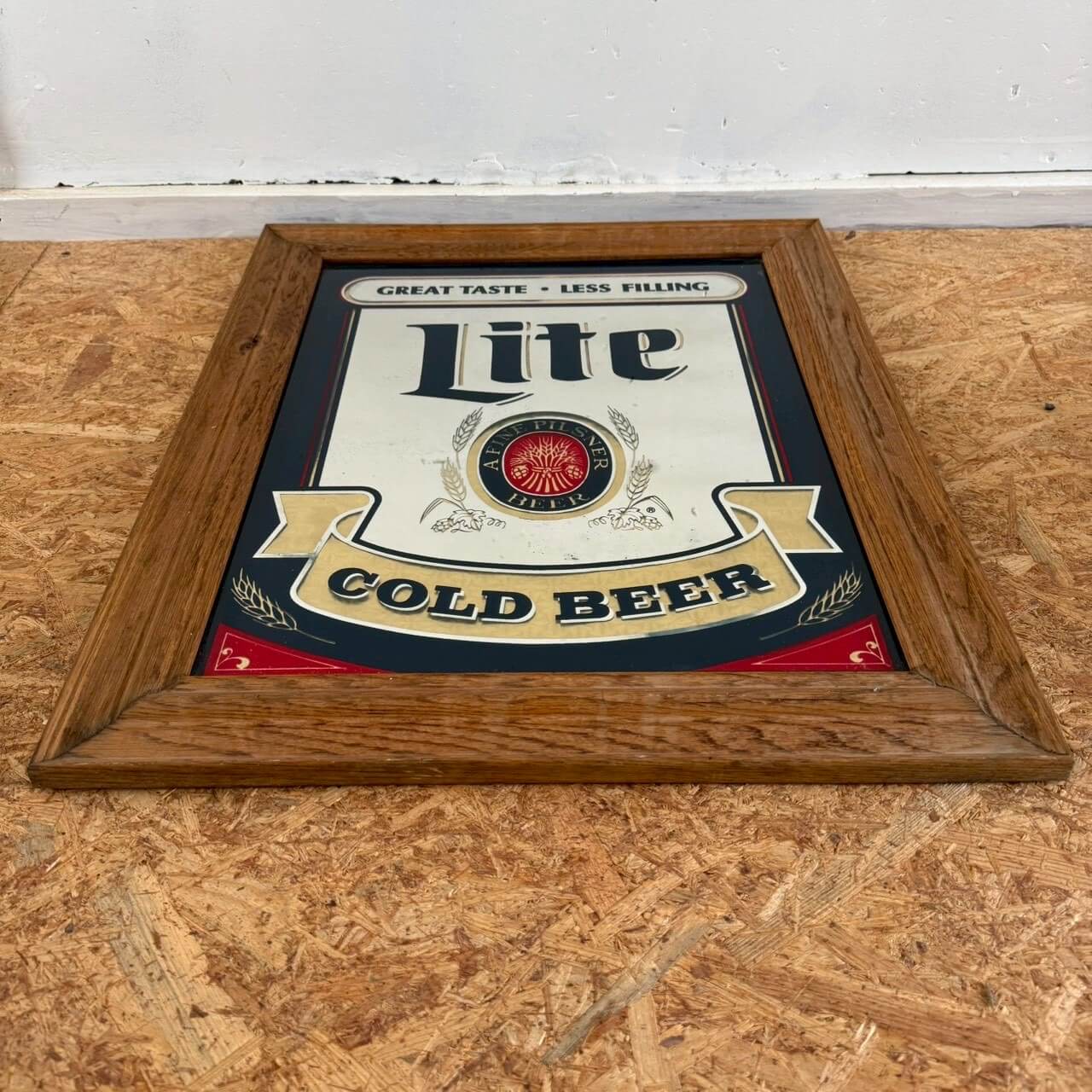 【1980-90年代】ビンテージ Miller Lite パブミラー アメリカン雑貨 壁掛け 鏡 #2487