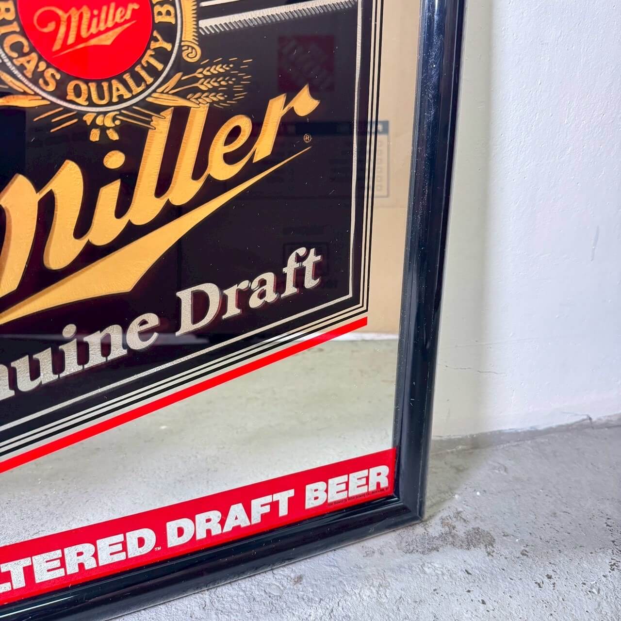 【1990年代】ビンテージ Miller Genuine Draft パブミラー アメリカン雑貨 壁掛け 鏡 #2482