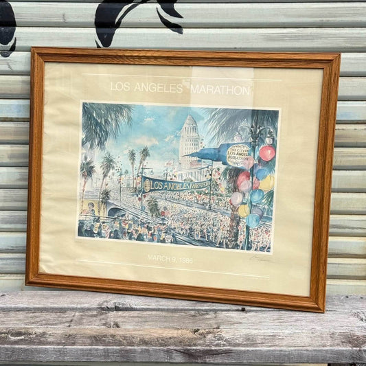 【1980年代】ビンテージ ポスター アメリカン雑貨 店舗什器 LA MARATHON マラソン アート #2869