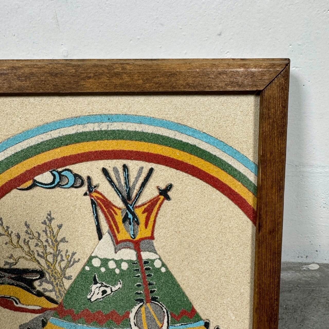 #2391【1970年代】ビンテージ ネイティブアメリカン サンドアート ウォールデコ / 壁掛けフレーム アメリカ