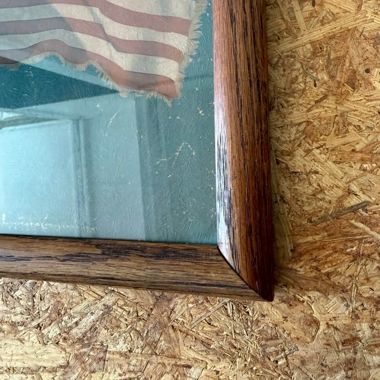 #2265【1960-70年代】ビンテージ アメリカンフラッグ フレームアート / USA 星条旗 ウォールデコ