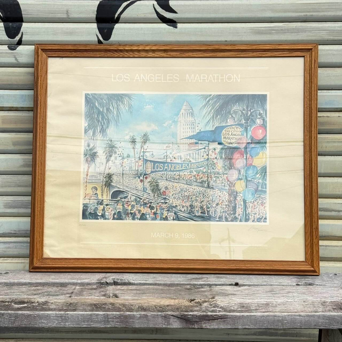【1980年代】ビンテージ ポスター アメリカン雑貨 店舗什器 LA MARATHON マラソン アート #2869