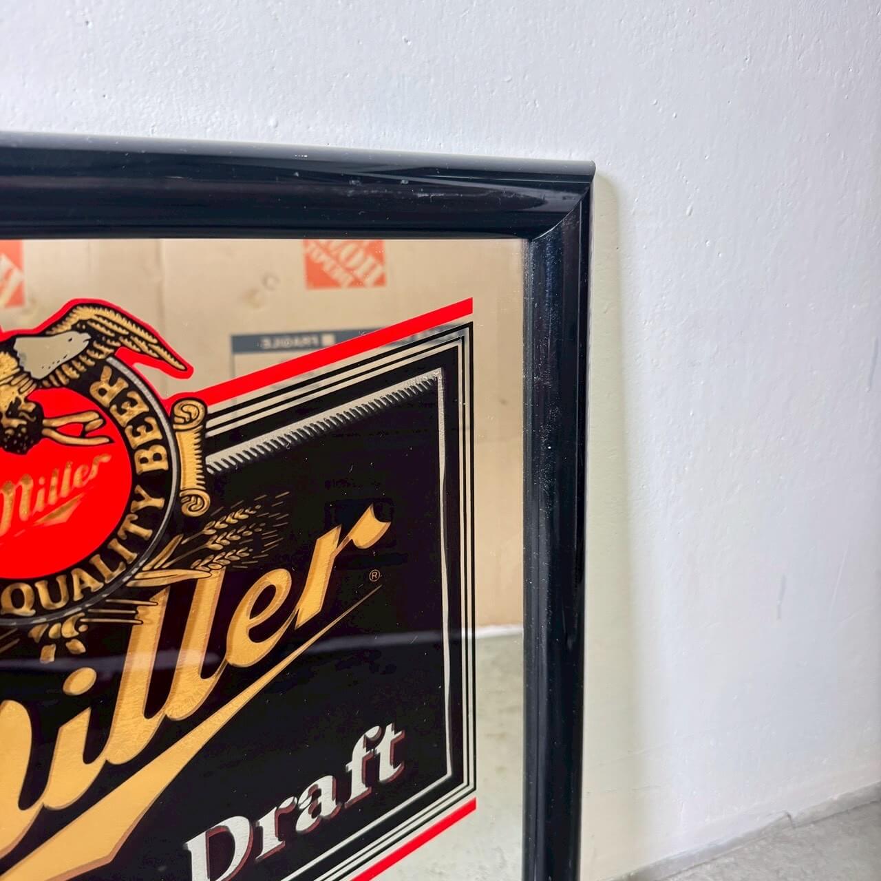 【1990年代】ビンテージ Miller Genuine Draft パブミラー アメリカン雑貨 壁掛け 鏡 #2482