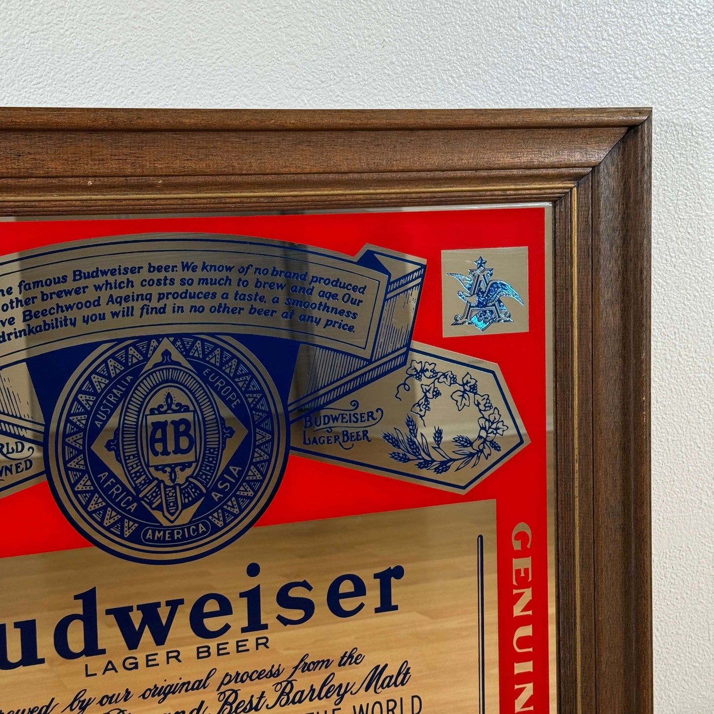 #1354 【1980年代】ビンテージ Budweiser（バドワイザー） パブミラー / パブミラー インテリア アメリカ