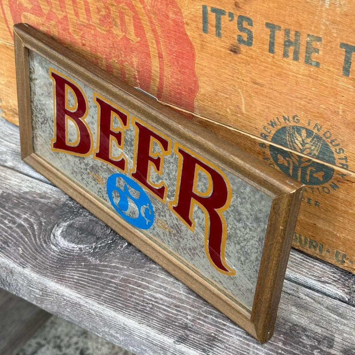【1970年代】ビンテージ パブミラー アメリカン雑貨 店舗什器 壁掛け 5¢ BEER #2725