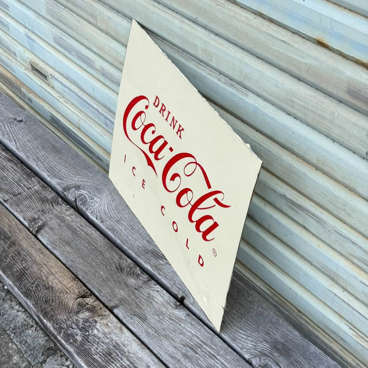 【ビンテージ】看板 アメリカン雑貨 店舗什器 COCA-COLA コカコーラ ICE COLD エンボスサイン #2685-2
