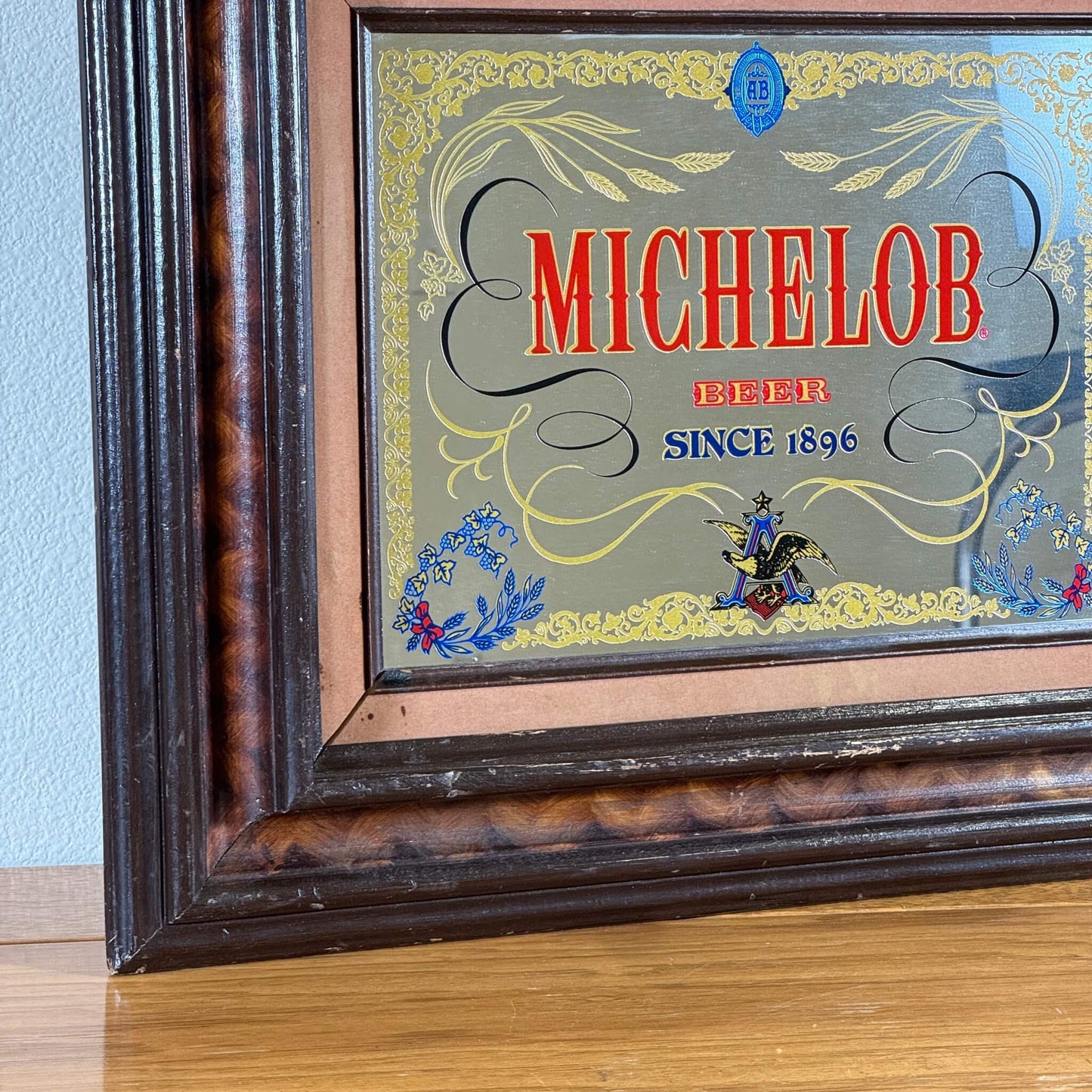#1243 【1980年代】ビンテージ MICHELOB（ミケロブ） パブミラー / ウォールデコ インテリア アメリカ