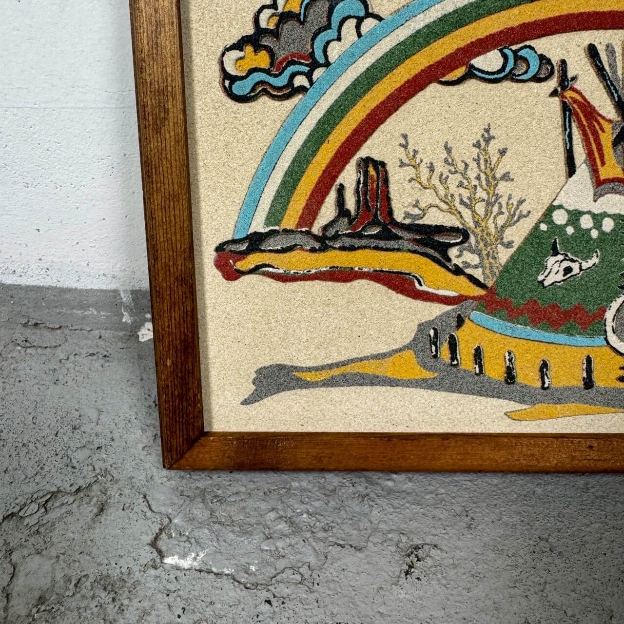 #2391【1970年代】ビンテージ ネイティブアメリカン サンドアート ウォールデコ / 壁掛けフレーム アメリカ