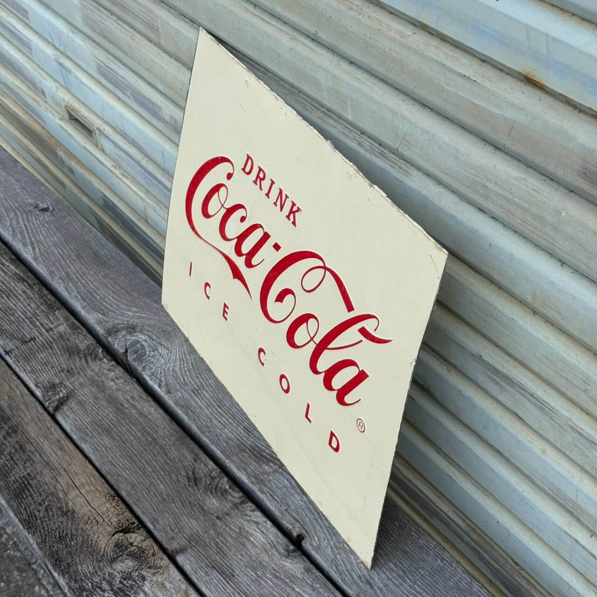 【ビンテージ】看板 アメリカン雑貨 店舗什器 COCA-COLA コカコーラ ICE COLD エンボスサイン #2685-1