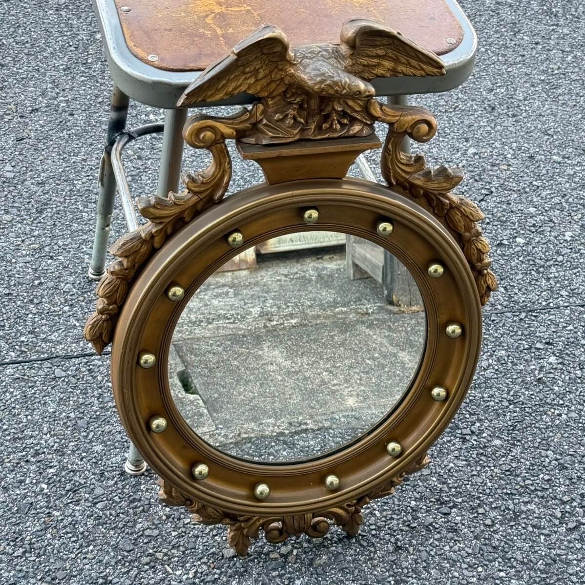 【1970〜80年代】ビンテージ 凸面鏡 アメリカン雑貨 店舗什器 ウォールデコ 鏡 イーグル #2697
