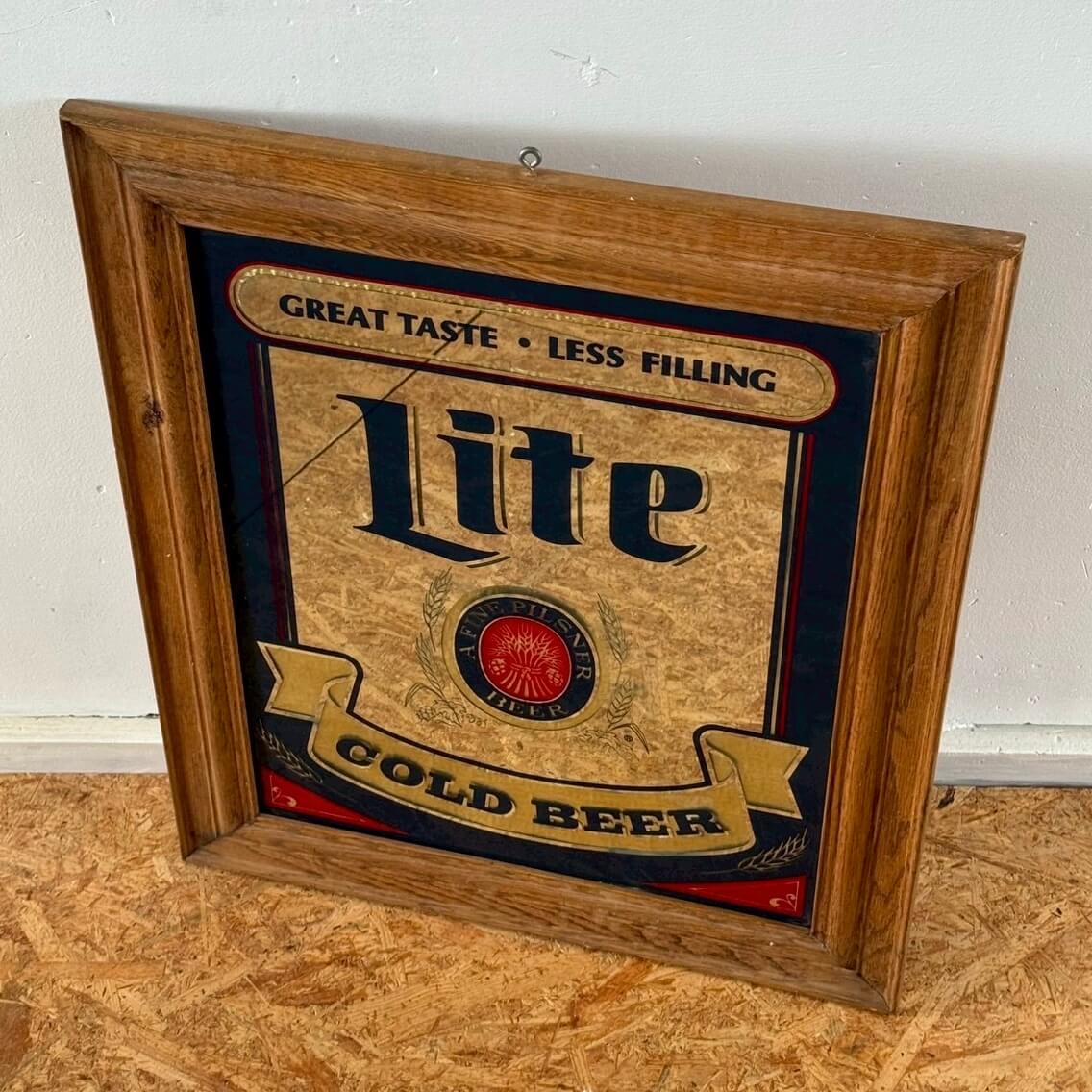 【1980-90年代】ビンテージ Miller Lite パブミラー アメリカン雑貨 壁掛け 鏡 #2487