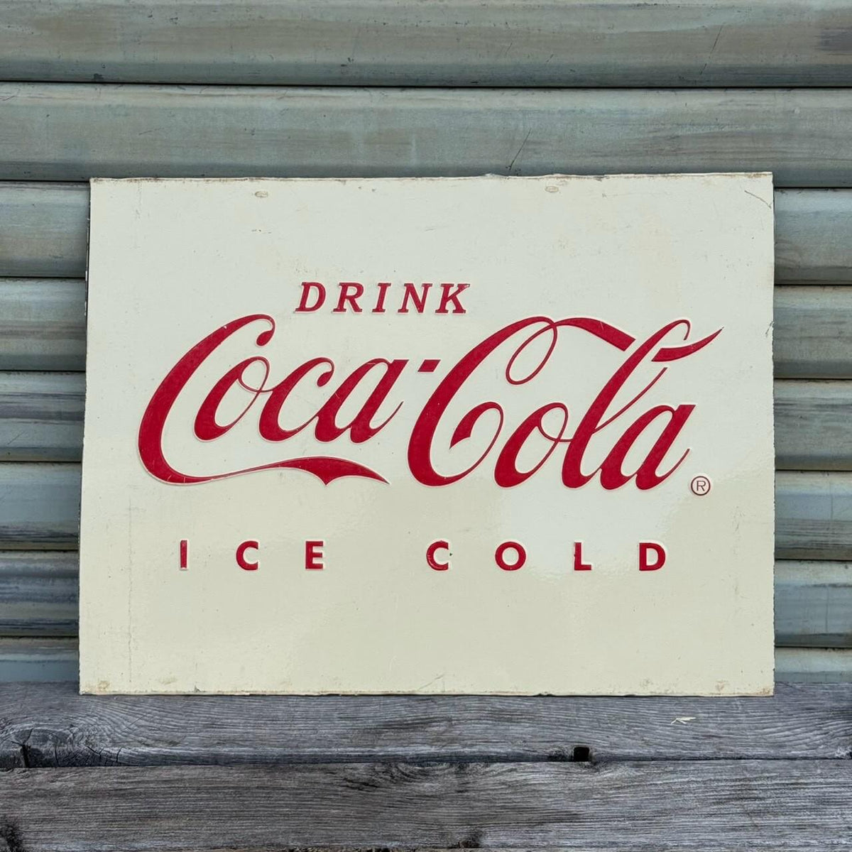 【ビンテージ】看板 アメリカン雑貨 店舗什器 COCA-COLA コカコーラ ICE COLD エンボスサイン #2685-1